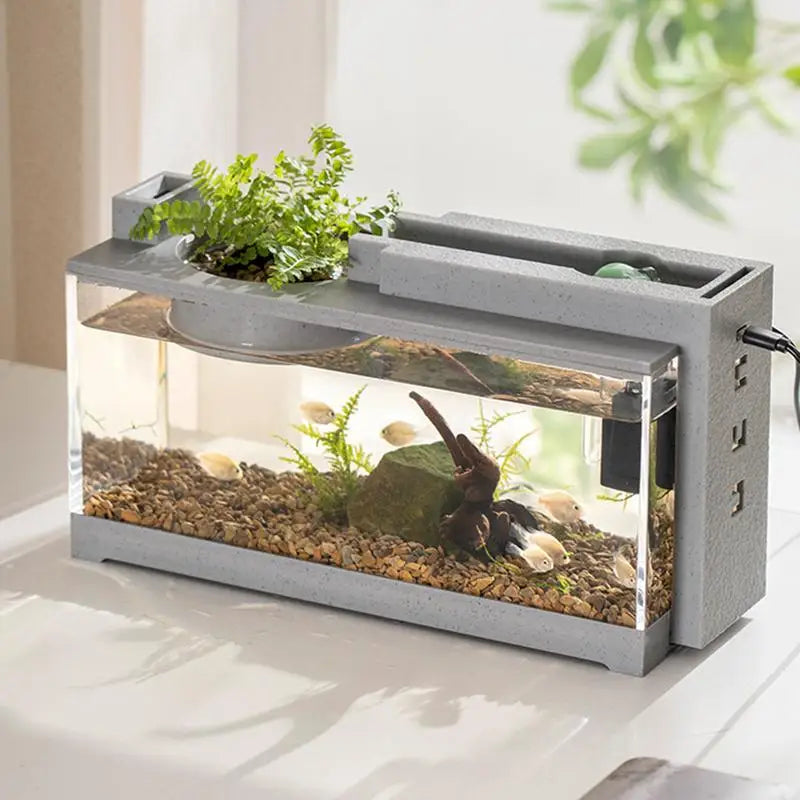 Creative Small Aquarium Fish Tank Kit Built-In Oxygen Bar USB Mute Filter Multi-Functional Office Desktop Home Ornaments